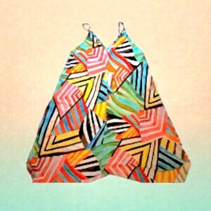 Jams World Vintage Spaghetti Strap Slip Dress Bold Geometric Designs  Medium